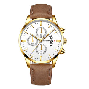 Sport Stainless Steel Leather Watch